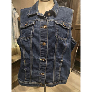 Women's CJ Banks Blue Denim Vest Plus Size 1X
